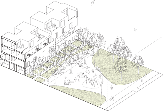 Solvangkvarteret relation between housing and urban space