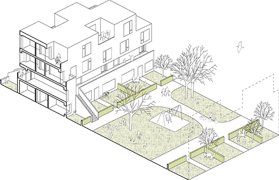 Solvangkvarteret relation between housing and urban space