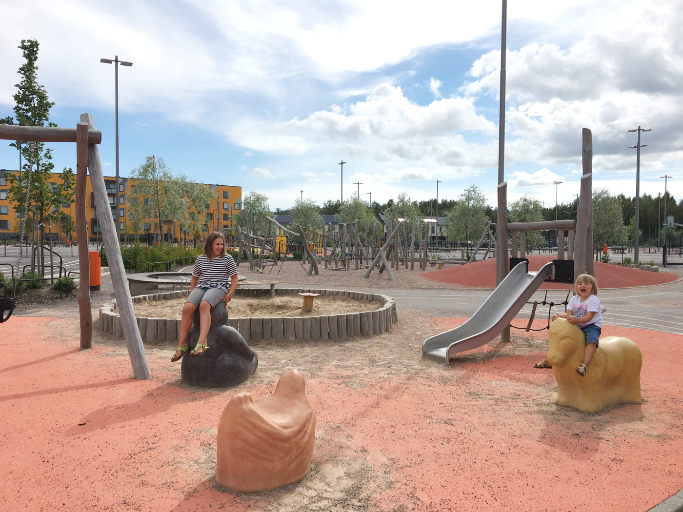 Opinmäki playground kids playing Opinmäki playground kids playing