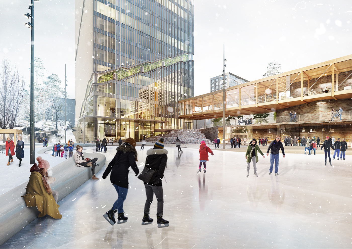 Helsinki highrise Square in Winter Helsinki highrise Square in Winter